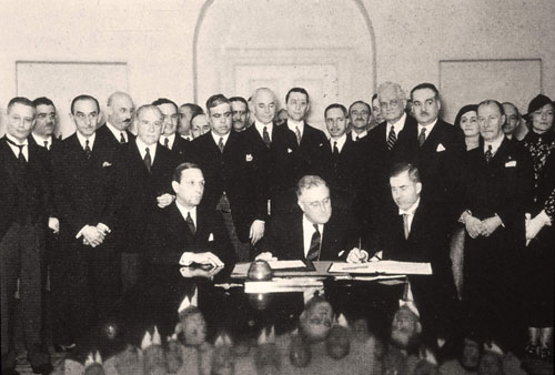 The signing of the Roerich Pact.