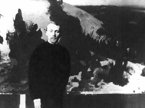Н.К. Рерих у картины «Поход». 1899 г.