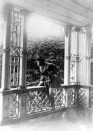 N.K. Roerich on the veranda of Izvara manor house